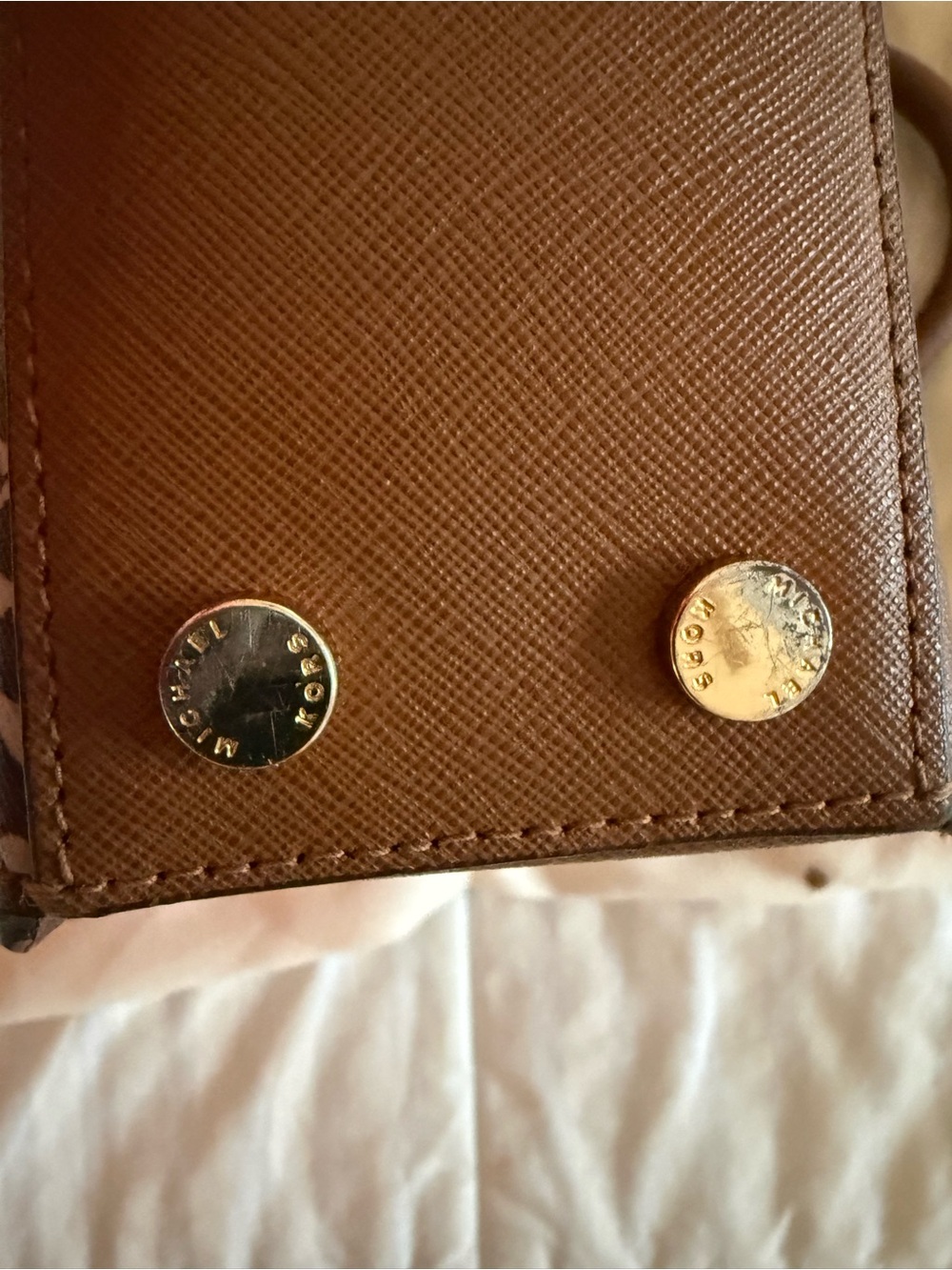 Michael Kors Brown Paisley Leather Top-Handle Satchel with Gold Hardware 2 Way - Picture 6 of 11